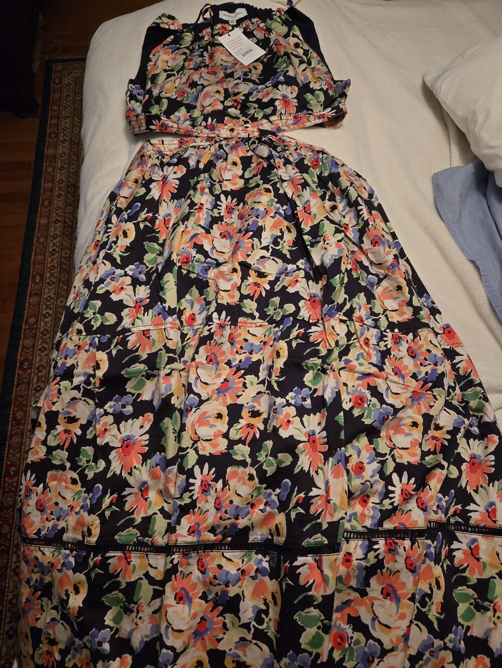 Something Navy WMS.XXL Navy Floral Sleeveless Cutout Dress with Multicolr Blooms